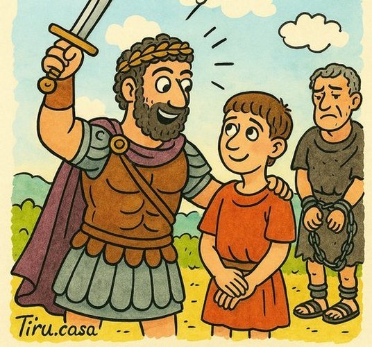 Theodosius I presents the defeated Maximus to young Valentinian II