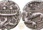 333 BCE ║ AR ⅛ Shekel ║ 'Aynel (Enylos) ║ vassal Kingdom of Byblos (Gebal), of Achaemenid Phoenicia ║ HGC 10, 139