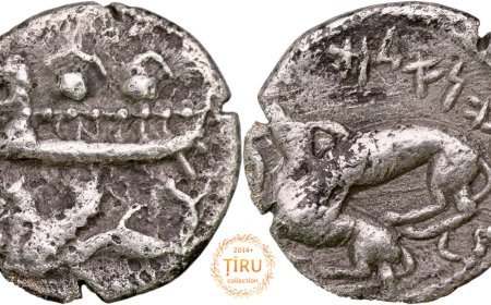 333 BCE ║ AR ⅛ Shekel ║ 'Aynel (Enylos) ║ vassal Kingdom of Byblos (Gebal), of Achaemenid Phoenicia ║ HGC 10, 139